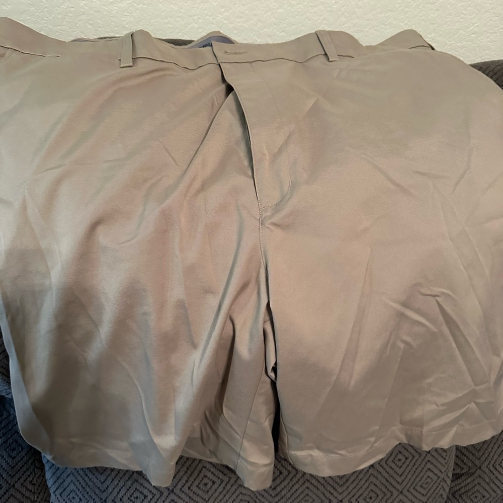 Khaki microfiber shorts